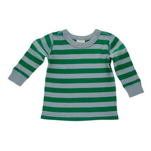 Hanna Anderson Green and Gray Striped Pajama Top Size 9-12 months